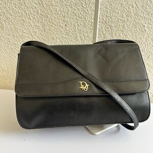 Dior Vintage Black Leather Crossbody Bag